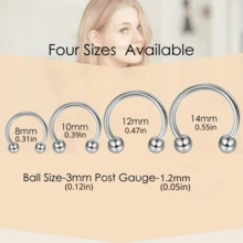 2Pcs G23 Titanium 16G Septum Rings For Women Men Horseshoe Barbell Piercing Jewelry For Nose Tragus Eyebrow Helix Daith - Silver - View 2