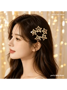 24 buah Jepit Rambut Bintang Logam Emas, Set Aksesori Rambut Bintang 3cm yang Manis dan Elegan, Cocok untuk Wanita, Jepit Rambut Lucu - acak - View 4