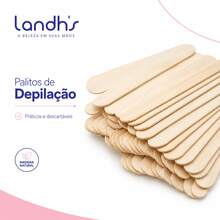 Palitos de Depilação em Madeira 14x1cm Landh's – Kit 50 Unidades - Visão 1