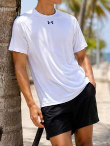 Under Armour Men's Knit Crew Neck T-Shirt, Soft & Breathable, Casual Sports Short Sleeve For Training & Long Distance Running, 1500513-100 - White - View 2