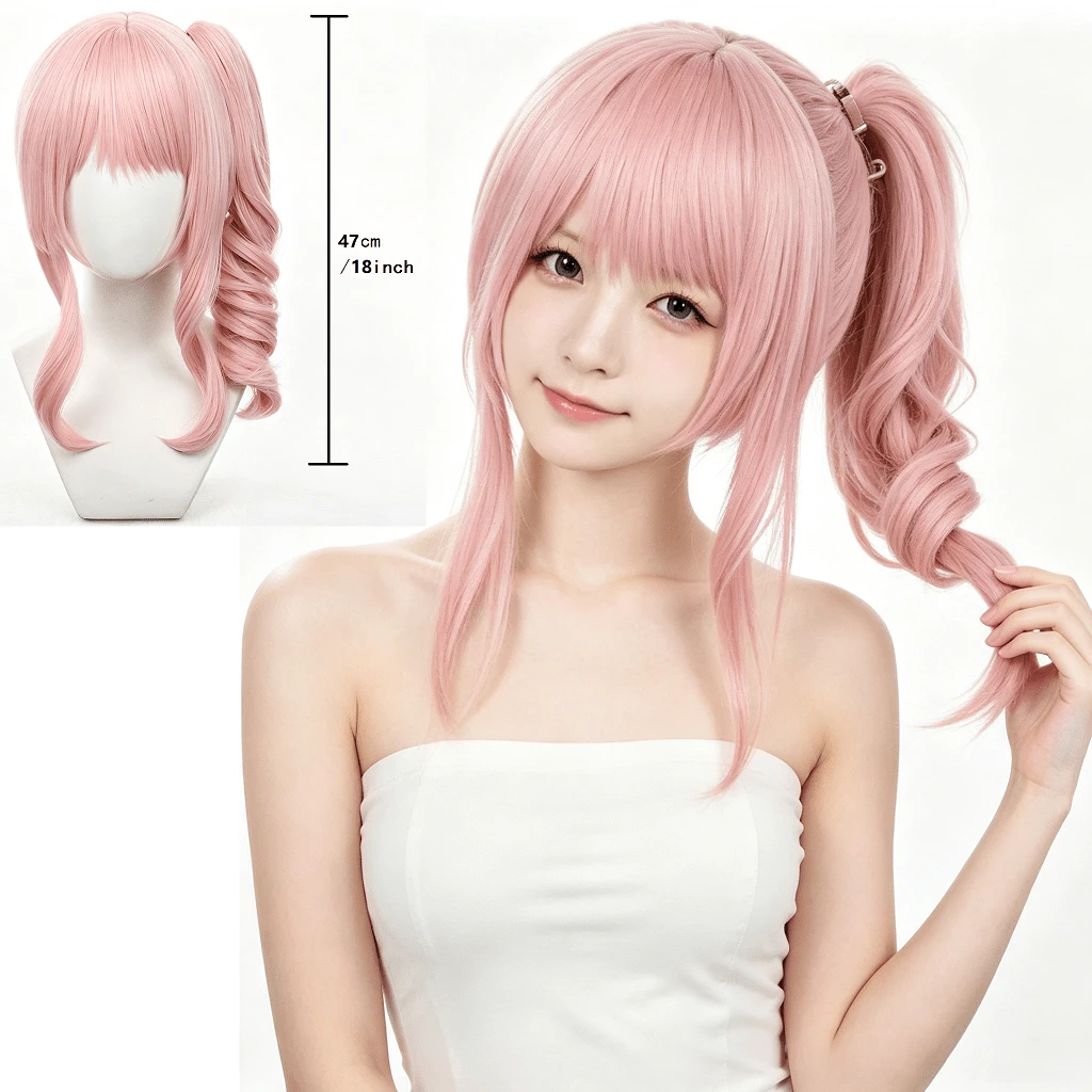 Mizuki Kousaka Cosplay Wig - Pink Long Single Ponytail Anime Hairstyle, With Realistic Scalp, Heat-Resistant 17-Inch Cosplay Hair, Includes Wig Cap, Suitable For Daily Wear,Halloween - Pink - View 1