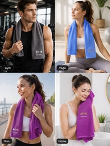 Handuk Olahraga Penyerap Keringat, Tersedia dalam 2 Ukuran, Terbuat dari Kain Mikrofiber, Desain Tepi Panjang, Lembut saat disentuh, Efektif menyerap keringat, Cocok untuk Gym, Lari, dan Olahraga Dalam/Luar Ruangan Lainnya - MultiWarna - View 4