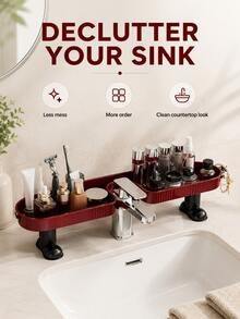 Vertical Faucet Storage Rack No Drilling Bathroom Sink Organizer Shelf Cosmetic Storage Rack Washbasin - View 5