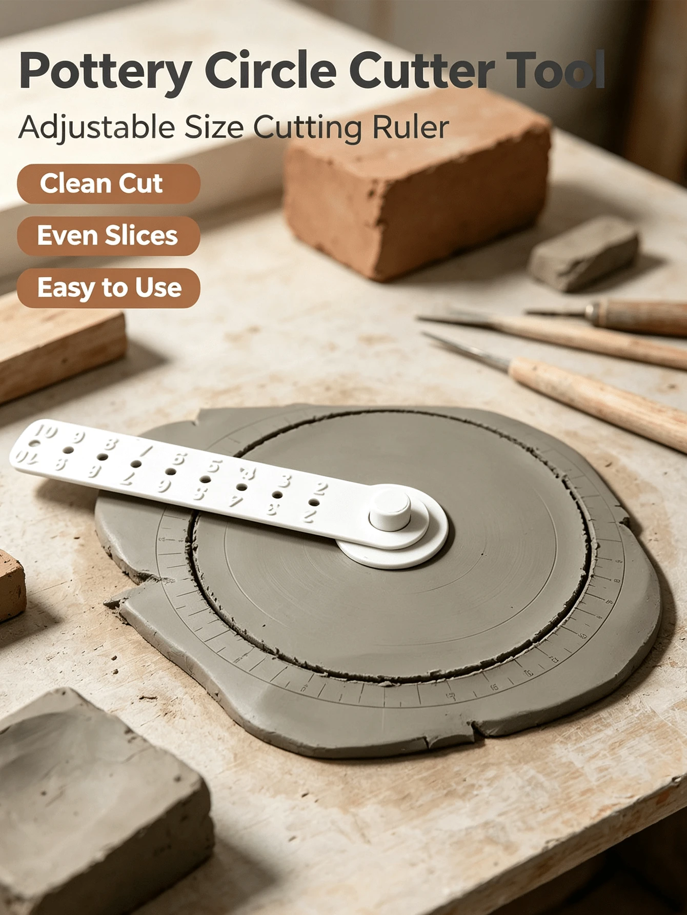 Adjustable Ceramic Round Cutter, Multi-Size Clay Round Cutting Tool, Precise Round Cutter, Suitable For Handmade Ceramic Crafts, Pottery Studio And DIY Art Creation Supplies - Multicolor - View 1