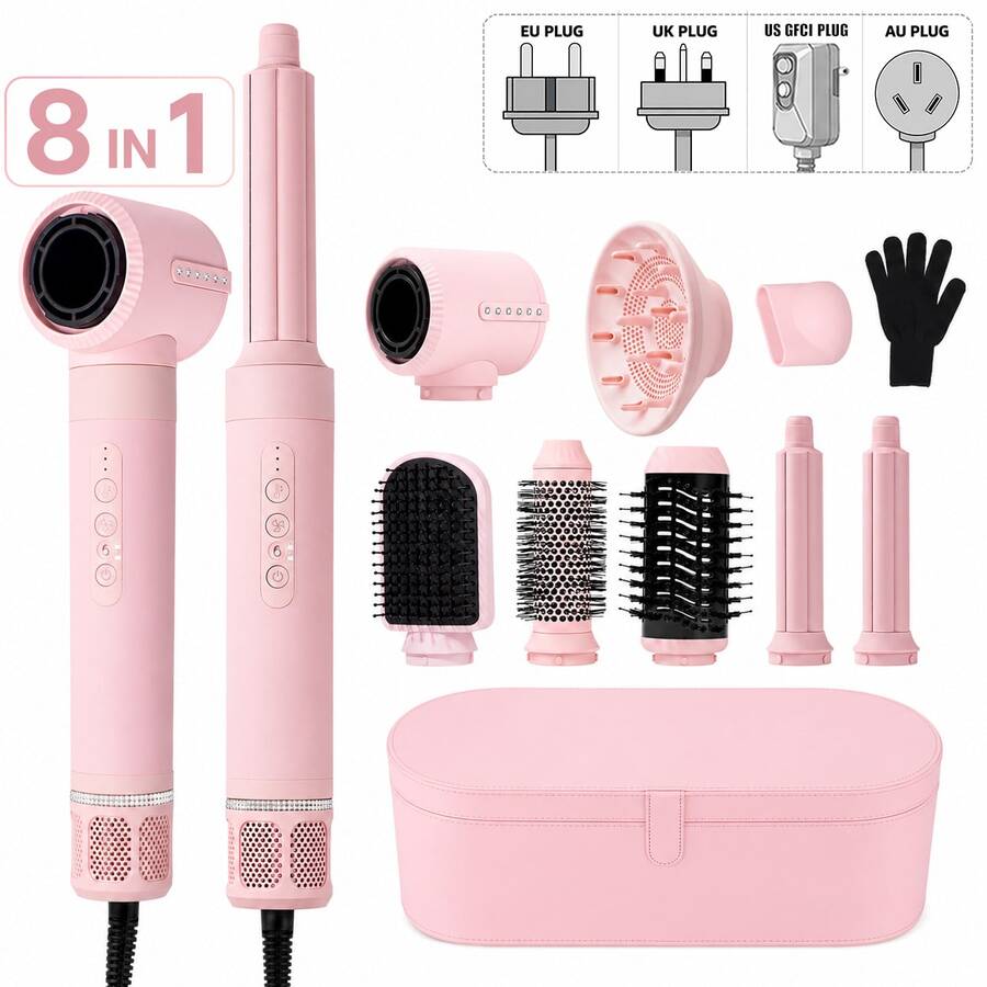 UKLISS 200 Million Negative Ion High-Speed Hot Air Brush Set & Automatic Hair Curler & Straightening Volumizing Hot Comb, Home And Travel Hair Styling Tool, 110K RPM Speed, Salon And Daily Home Travel Hair Styling Gift Set, Multiple Interchangeable Brush Heads Suitable For All Hair Types And Textures, Perfect For Gift Box, Mother's Day, Valentine's Day, Christmas