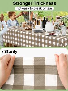 Thickened PEVA Rectangular Disposable Tablecloth, Waterproof And Oil-Proof, Plaid And Solid Color Options, Suitable For Birthday Party, Picnic, Wedding, Banquet, Home Dining Table Decoration, 9 Colors Available - Khaki Plaid - View 6