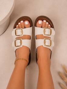 Beira Rio Chinelo Feminino  Bohemian  Casual    Confortável Sandália de Verão Birken  Cortiça  Praia  Férias  Ar livre    Fivela Dupla Ajustável - Off White - Visão 8