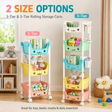 3-Tier & 5-Tier Rolling Storage Cart, Colorful Multi-Tier Toy Organizer With Wheels, Open Basket Storage Rack For Kids Room, Books, Snacks, Toys, Bedroom, Playroom & Nursery - View 11