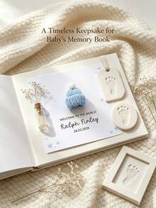 Personalized Baby Welcome Card With Unique 3D Hand-Knitted Tiny Hat, Custom Name & Date Birth Announcement Card, Soft Yarn Handcrafted Newborn Keepsake Photography Prop For Baby Shower Gender Reveal Nursery Decor Infant Arrival Souvenir Gift For Baby - New - View 4