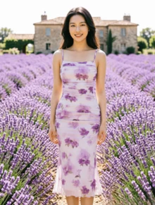 Women Midi Dresses - Mauve - View 3