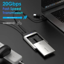 Dual M.2 SSD Enclosure With Offline Clone,20Gbps USB-C For NVMe/AHCI,Tool-Free,8TB Expansion (4TB X 2) - UK Plug(220-240V) - View 4