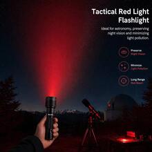Senter LED Daya Tinggi Alonefire Cahaya Merah, Aluminium, Dapat Diisi Ulang, Lampu untuk Berkemah, Aktivitas Luar Ruangan, Mendaki, Berburu, Memancing, dan Mengamati Bintang. - MultiWarna - View 9