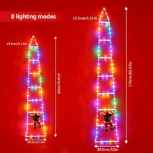 1pc USB Powered Christmas Decorative Ladder Light String, Climbing Ladder Glowing Santa Claus, 8 Color Light Modes, Suitable For Home, Garden, Christmas Tree And Other Scenes, Showcasing Holiday Charm - USB - View 6