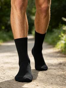 1/5/10/20 Pairs Men's Thick Comfortable Sports Socks, Ribbed Cushioned Mid-Calf Socks, Heavy-Duty Workout Fitness Training Athletic Socks, Suitable For Daily Wear - Multicolor - View 10