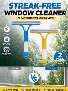 3-In-1 Multi-Function Glass Cleaning Set, Includes Spray Bottle, Squeegee, Brush And Sponge, Suitable For Cleaning Bathroom Mirrors, Windows And Car Windows, Suitable For Home, Bathroom And Kitchen Glass Cleaning - Multicolor - View 6