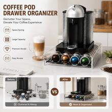 1pc Capsule Coffee Drawer Storage Rack, Multiple Styles, Pull-Out Design, Drawer Organizer, Pull-Out Style Can Serve As Coffee Machine Base, Pull-Out Holds 40 Capsules, Storage Rack Holds 30 Capsules - Multicolor - View 6