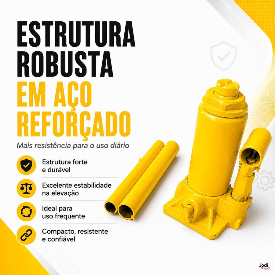 Macaco Hidráulico Garrafa 2T em Aço Reforçado com Elevação de 150 a 285 mm para Veículos - Amarelo - Visão 1