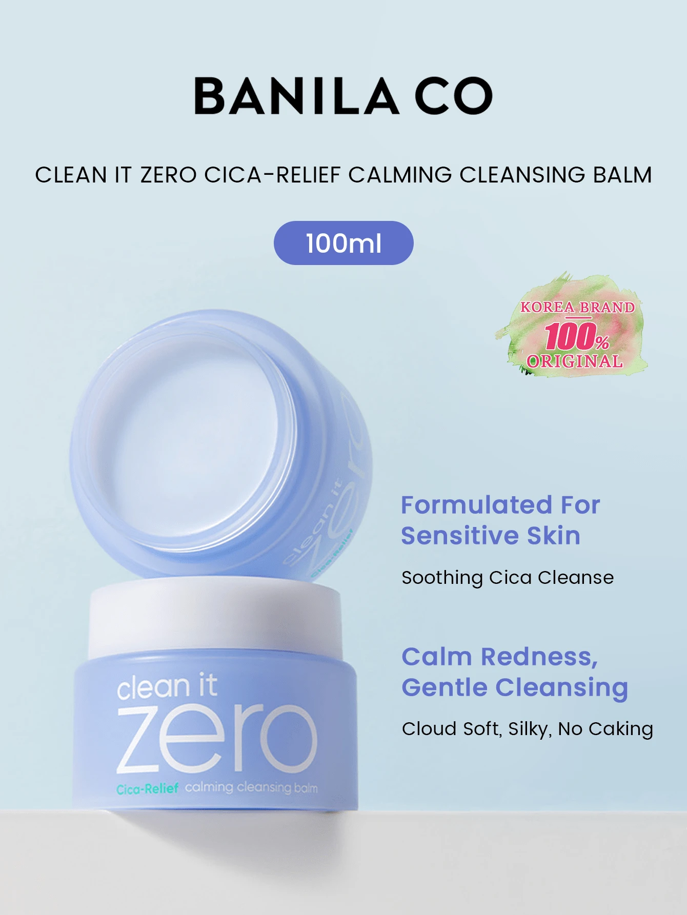 Banila Co Clean It Zero 積雪草舒緩潔顏膏，積雪草舒緩、鎮靜潔淨、溫和不刺激，K-Beauty，韓國彩妝，Olive Young，禮品，100ml/3.38 Fl.Oz.