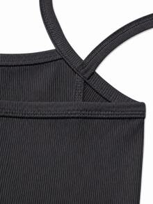 Vintage Y2K Casual Ribbed Criss-Cross Backless Fitted Streetwear Tank Top For Women Summer - Grey - View 5