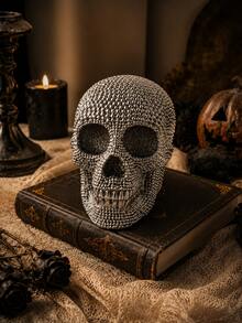 1 Skull Resin Statue Head Sculpture Skull Collectible Statue Halloween Decoration - Multicolor - View 8