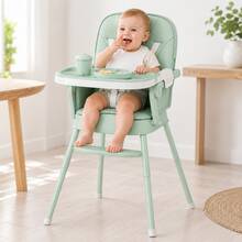 Portable High Chair For Babies, Foldable, With Safety Belt, Can Be Disassemb - Green - View 2