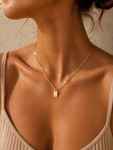 FOREVER QUEEN S925 Sterling Silver English Letter Initial Necklace, Gold-Plated Exquisite Gold Letter Pendant Name Necklace Jewelry Gift - Gold - View 5