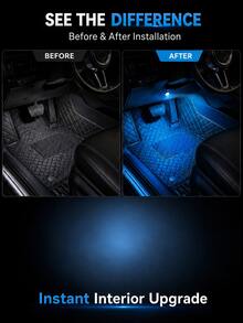 XF.Meraki 4-In-1 USB Car Interior LED Lights, Neon Footwell Ambient Lighting Kit - A - View 3