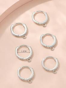 6pcs/set Cubic Zirconia Decor DIY Earrings Accessory - Silver - View 2