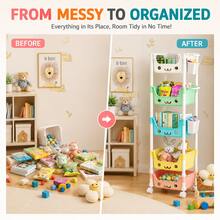 3-Tier & 5-Tier Rolling Storage Cart, Colorful Multi-Tier Toy Organizer With Wheels, Open Basket Storage Rack For Kids Room, Books, Snacks, Toys, Bedroom, Playroom & Nursery - View 7