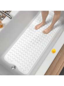 1pc Extra Long Non-Slip Bathtub Mat With Drainage Holes And Suction Cups, Soft Foot Feel, Machine Washable, Bathroom Shower Mat, Suitable For Home, Hotel And Car Travel, Multiple Colors Available - Multicolor - View 16
