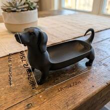 1PC Cute Dachshund Shaped Jewelry Tray, Resin Animal Ring & Earring Storage Dish, Decorative Vanity Organizer For Keys, Watches And Small Accessories, Desktop Storage Box, Home Bedroom Decor Gift - Multicolor - View 8