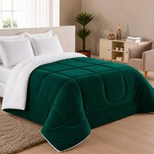 Coberdrom Dupla Face com Sherpa Quentinho Casal Queen - Esmeralda - Visão 2