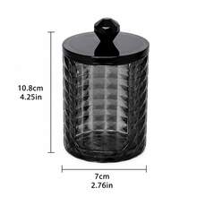 This 4-Piece Set Of Smoky Black Acrylic Storage Containers Brings An Organized And Tidy Storage Experience To Your Bathroom Countertop. The Set Includes One Tall Cotton Pad Holder, One Square Cotton Swab Holder With A Front Opening, And Two Matching Round Lidded Storage Jars. The Semi-Transparent Body Allows For Easy Identification Of Stored Items, And The Lids Feature A Three-Dimensional Diamond Texture And Faceted Knob Design - View 9