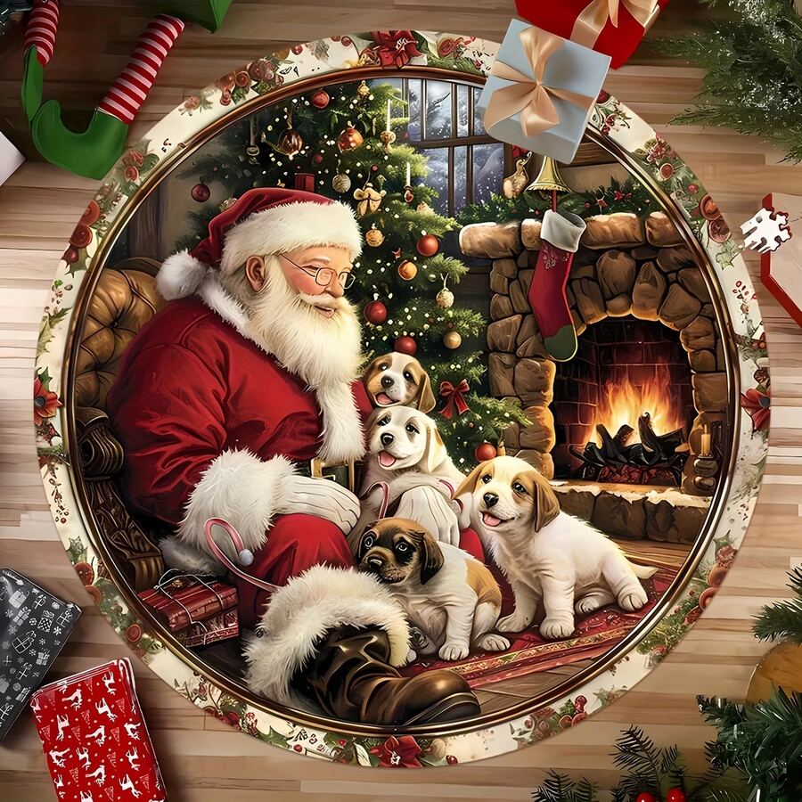 1 buah Karpet Santa Claus Perapian Anjing Lucu untuk Liburan, Karpet Ruang Tamu, Karpet, Karpet Area, Karpet Area Kecil, Alas, Dekorasi Rumah, Karpet Ruang Tamu Besar, Dekorasi Rumah Ruang Tamu, Dekorasi Ruangan, Karpet yang Dapat Dicuci, Karpet Berbulu, Karpet Berbulu, Karpet Musim Gugur/Musim Dingin, Tebal/Mewah - MultiWarna - View 1