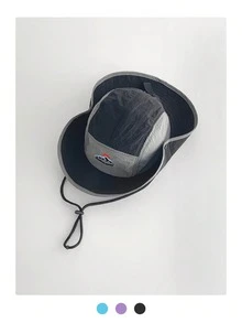 Wide Brim Quick-Dry Colorblock Hiking Bucket Hat, Mori Style Contrast Color Sun Protection Bucket Hat, Colorblock Bucket Hat For Women, Outdoor Sun Protection Camping Hiking Hat, Summer Sun Hat, Western Style Windproof Hat With Hanging Rope - Multicolor - View 10