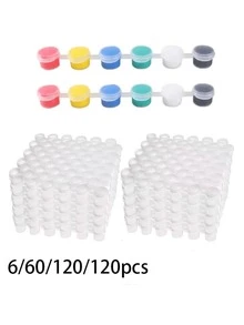 6/60/120/240pcs Empty Paint Cups, Plastic Paint Cups, 6-Compartment Empty Paint Cups, Suitable For Art Painting, Handmade Crafts - Multicolor - View 9