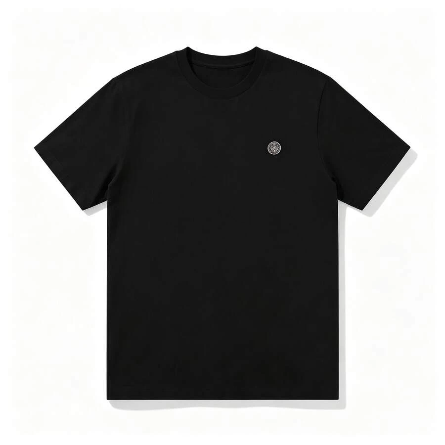 Unisex Short-Sleeve Crew Neck Cotton-Blend T-Shirt, Casual Style, Logo, Summer Streetwear. - Black - View 1