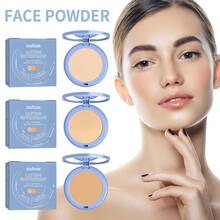 Polvos compactos matificantes, control de grasa, naturales, de larga duración, resistentes al sudor, ligeros y transpirables, con esponja para un maquillaje natural, portátiles para retoques, polvo seco - #01 - Ver 1