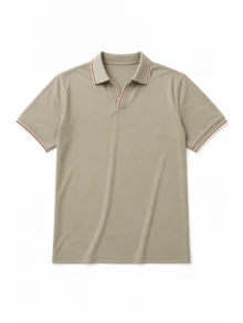 Lookun Men's Polo Shirt, Polo Collar, Short Sleeve, Loose Straight Fit, Business Casual, Spring/Summer - Khaki - View 6