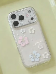 唯美鬱金香花卉透明手機殼，適用於 iPhone 18 Pro Max 18 Pro 17 16 15 14 13 12 Pro Max Plus 11，時尚防震保護殼，禮物 - 扶桑花 - 查看 4