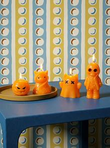 Joivida Ensemble de 4 bougies parfumées en forme de fantôme sanglant effrayant, bougie d'aromathérapie de personnage de dessin animé gothique cool, ornement de bureau, décoration de maison pour Halloween, cadeau de fête - Fantôme étrange - Voir 9