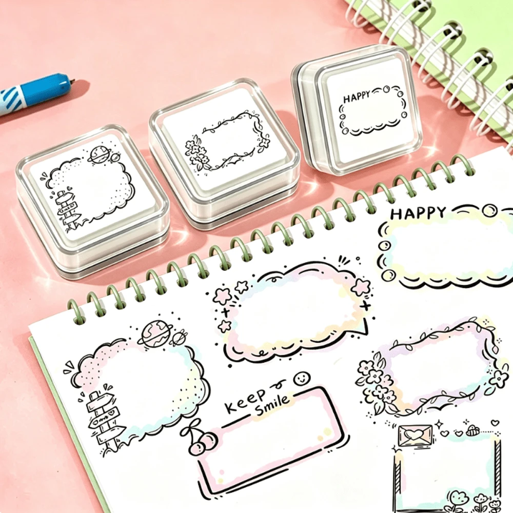 1 buah Stempel Sensitif Cahaya Seri Ins Style Planner, Stempel Bingkai Pesan Minimalis, Stempel Persegi untuk Catatan Jadwal Kehidupan Pribadi, Stempel Dekoratif Pola Bingkai Kreatif, Cocok untuk Seni & Kerajinan, Buku Harian, Scrapbook, Perencana, Surat, Pembuatan Kartu, Alat Bahan Dekorasi Perencana Multifungsi - Segel persegi transparan - View 1