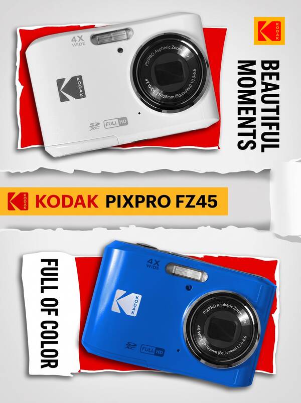 Kodak FZ45 Retro Digital Camera/Camera Kit 16.3MP CMOS 4x Optical Zoom 2.7-Inch Screen Supports Panorama Kit Includes 32GB Card + Card Reader + Original Bag