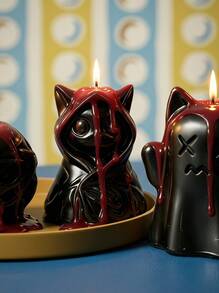 Joivida Ensemble de 4 bougies parfumées en forme de fantôme sanglant effrayant, bougie d'aromathérapie de personnage de dessin animé gothique cool, ornement de bureau, décoration de maison pour Halloween, cadeau de fête - Fantôme étrange - Voir 6