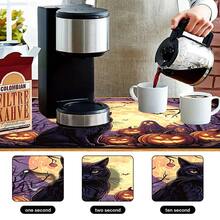 1pc Dish Drying Mat, Coffee Machine Mat, Halloween Black Cat Theme Dish Drying Mat, Vintage Moon Night Ghost Pumpkin Pattern, Suitable For Holiday Tabletop Decoration, Vintage Atmosphere Home Decor, Multi-Purpose Drying Mat, Family Gift, Tabletop Decoration - XYLSD-998 - View 10