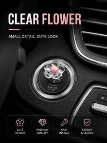 Flower Or Christmas Car Engine Start/Stop Button Cover, Cute Transparent One-Touch Start Button Decorative Cap, Dashboard Center Console Ornament, Women's Car Interior Accessory, Vehicle Decoration And Holiday Gift, 6 Styles Available - Standard - View 9