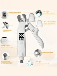 2-In-1 Pet Nail Clipper And Nail File With LED Light, Trimming And Vein Illumination, Built-In Grinding Head For Dogs And Cats - View 10
