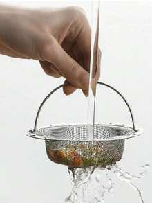 Sink Strainer With Handle, Rust-Resistant Fine Mesh Design, Universal For Kitchen And Bathroom Drains, Traps Food Residue And Hair To Prevent Clogging, Easy Drainage, Durable, Vegetable Washing Household Accessory - A - View 3
