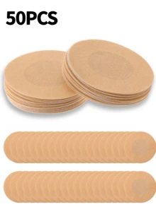 100/50 Pieces Disposable Round Nipple Pads Tape Nipple Patches Non-Woven Nipple Patches Chest Patches, Sports Chest Patches Invisible Chest Patches - Apricot - View 7