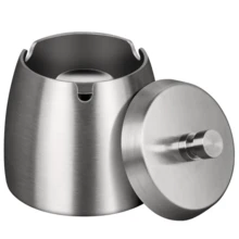 Ashtrays,Outdoor Ashtray With Lid - Ashtray For Outside Patio, Stainless Steel Windproof Smokeless Ash Tray For Balcony, Ashtrays For Smokers Home Office Decoration (Small) - Silver - View 1